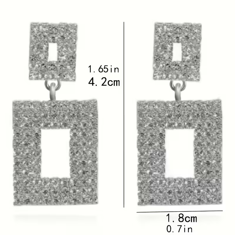 Geometric Crystal Square Drop Earrings
