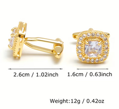 Luxury Golden Square Pavé Cufflinks