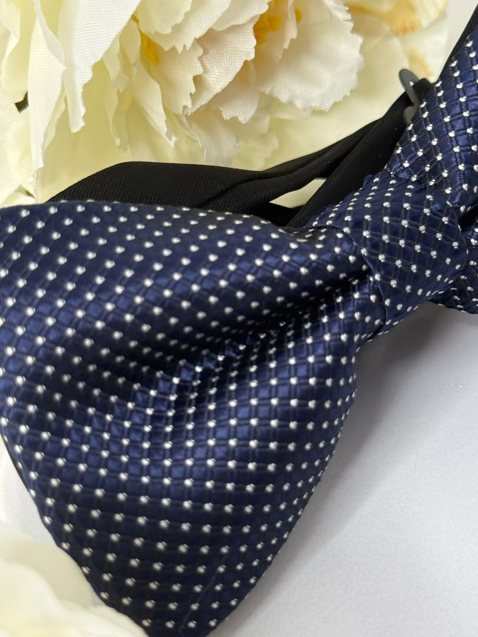 Navy Blue Textured Bow Tie