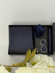 Navy Micro-Dot Luxury Tie Gift Set