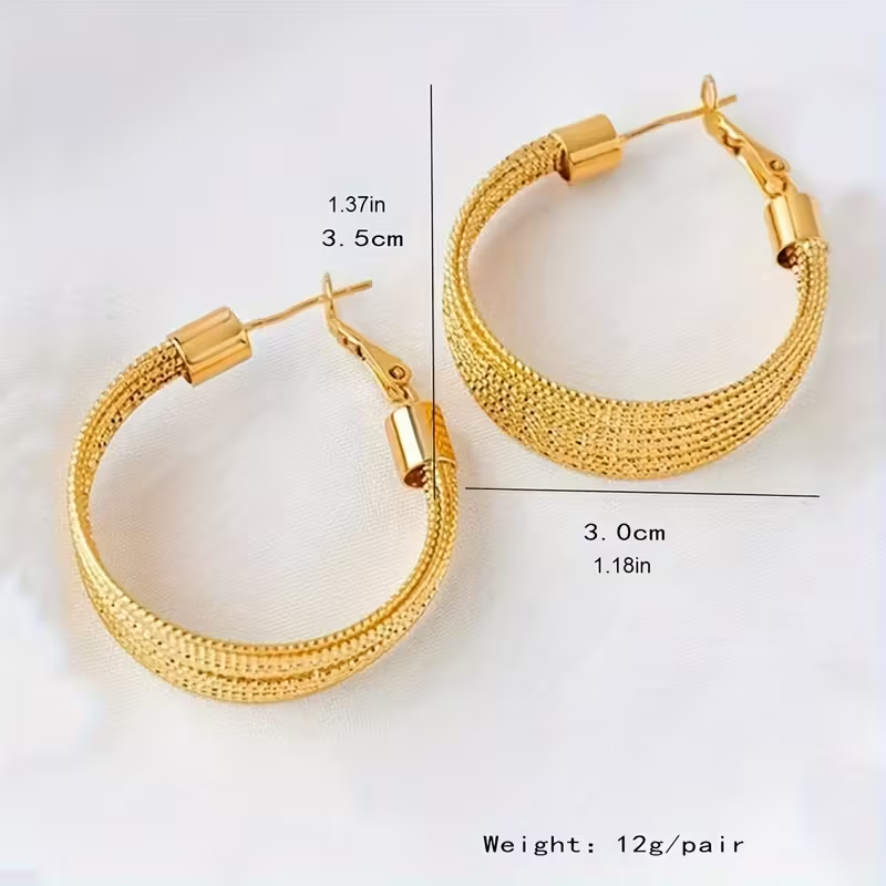 Gold Textured Hoop Earrings