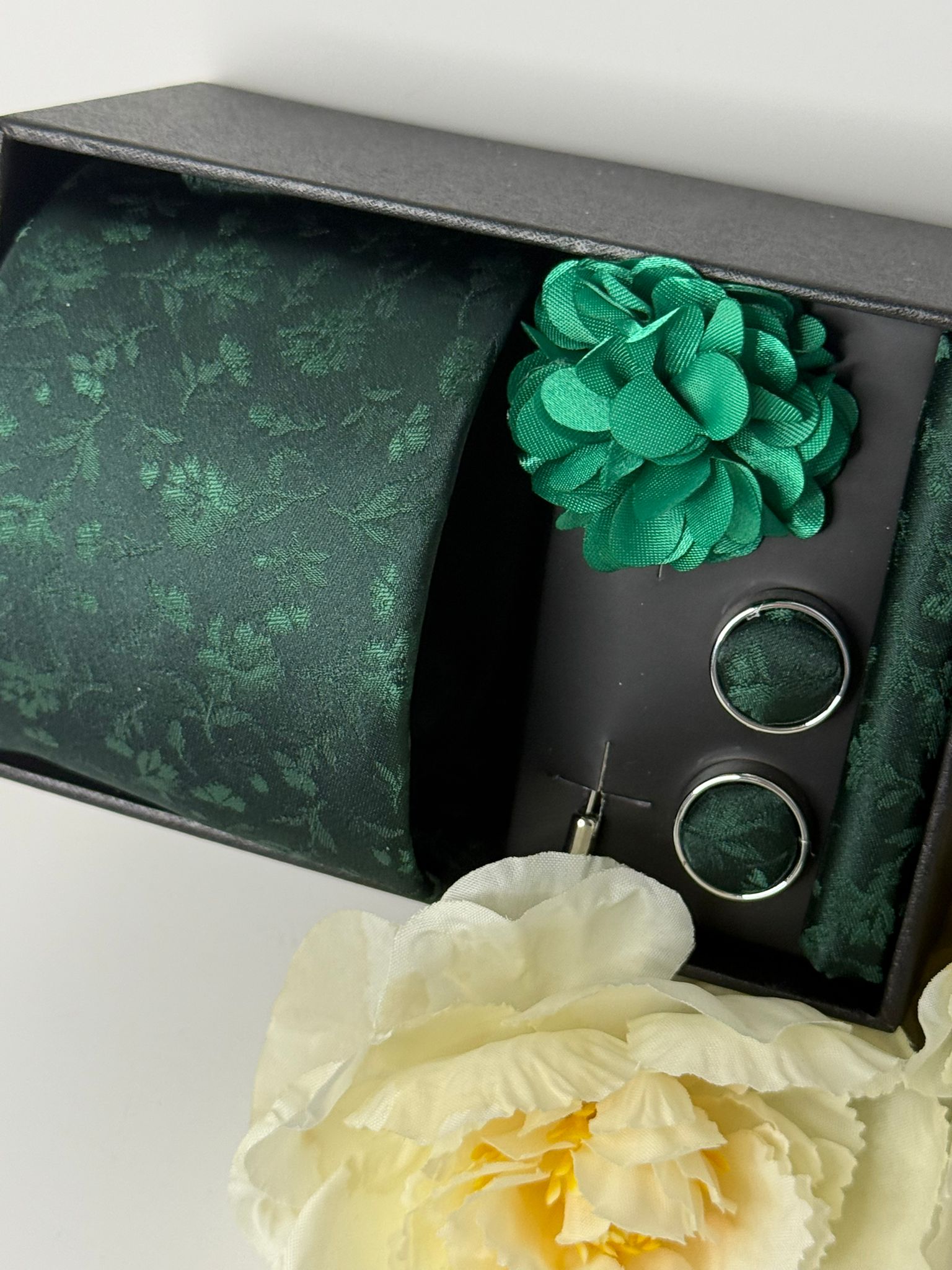 Emerald Green Floral Tie Gift Set