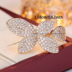 18K Gold Plated Butterfly Crystal Open Ring