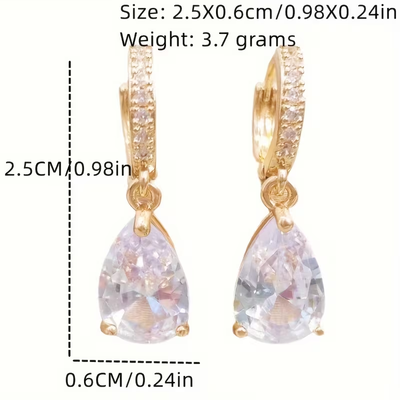 Gold Pavé Hoop Teardrop Crystal Earrings