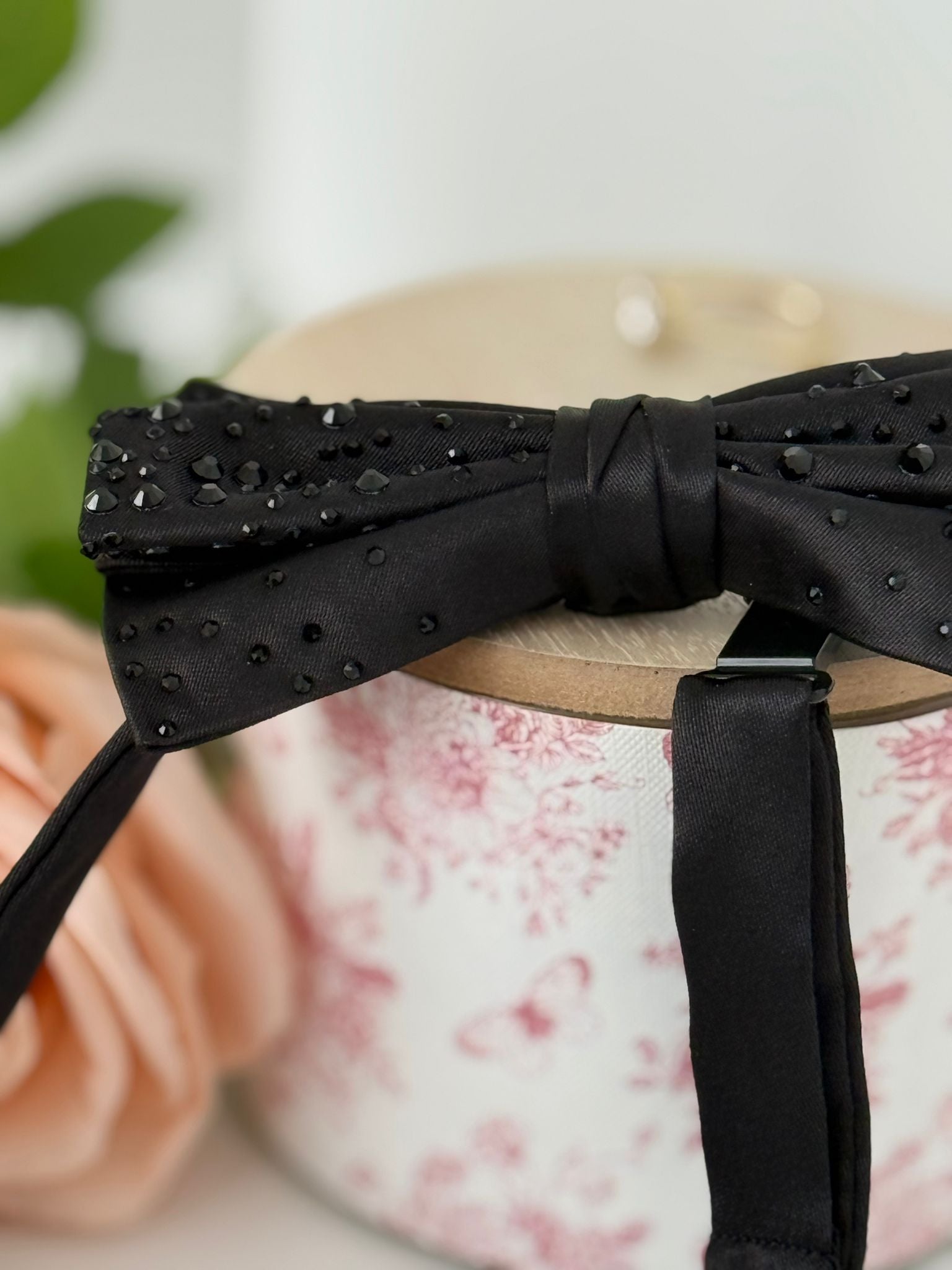 Black Beaded Bow Tie