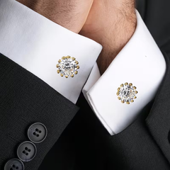 Crystal Cufflinks – Elegant Gold-Tone Formal Statement