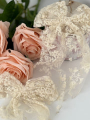 Large 2-Piece Dovetail Lace Bow Set with Floral Accent