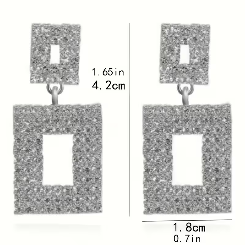 Crystal Square Drop Earrings – Bold Geometric Glam