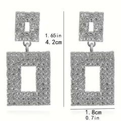 Crystal Square Drop Earrings – Bold Geometric Glam