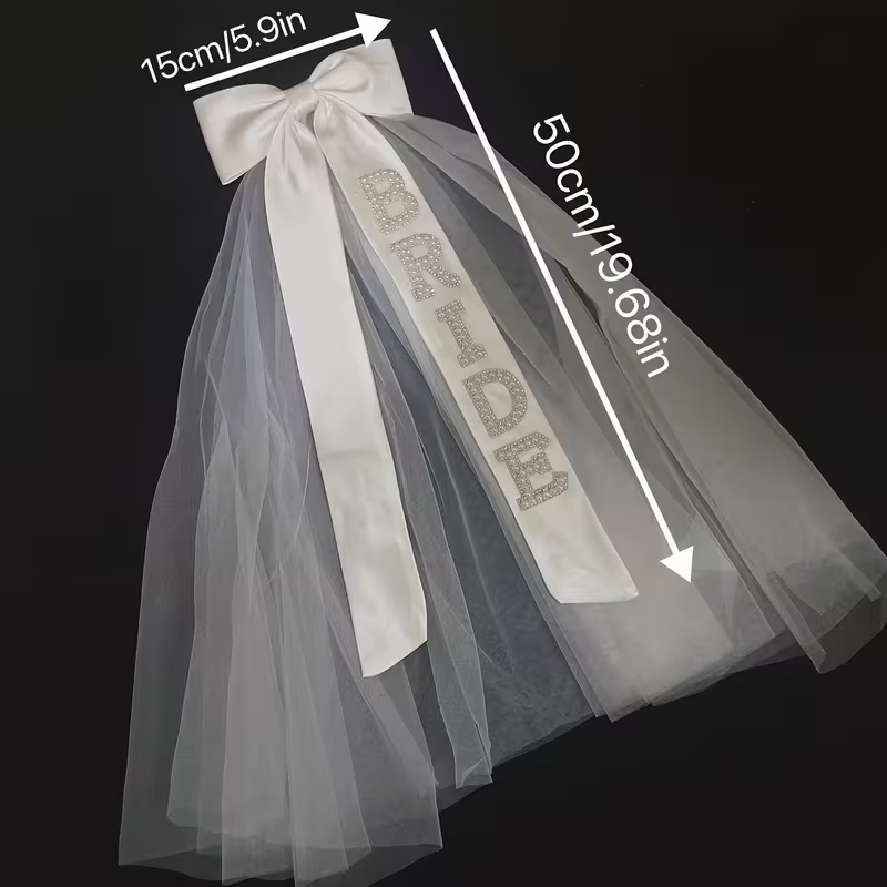 Bride Rhinestone Bow Veil