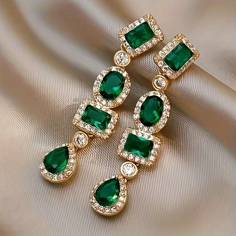 Luxury Emerald Multi-Stone Drop Earrings
