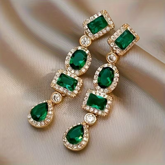 Luxury Emerald Multi-Stone Drop Earrings