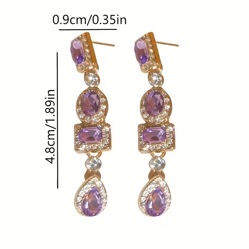 Elegant Gold-Tone Crystal Drop Earrings