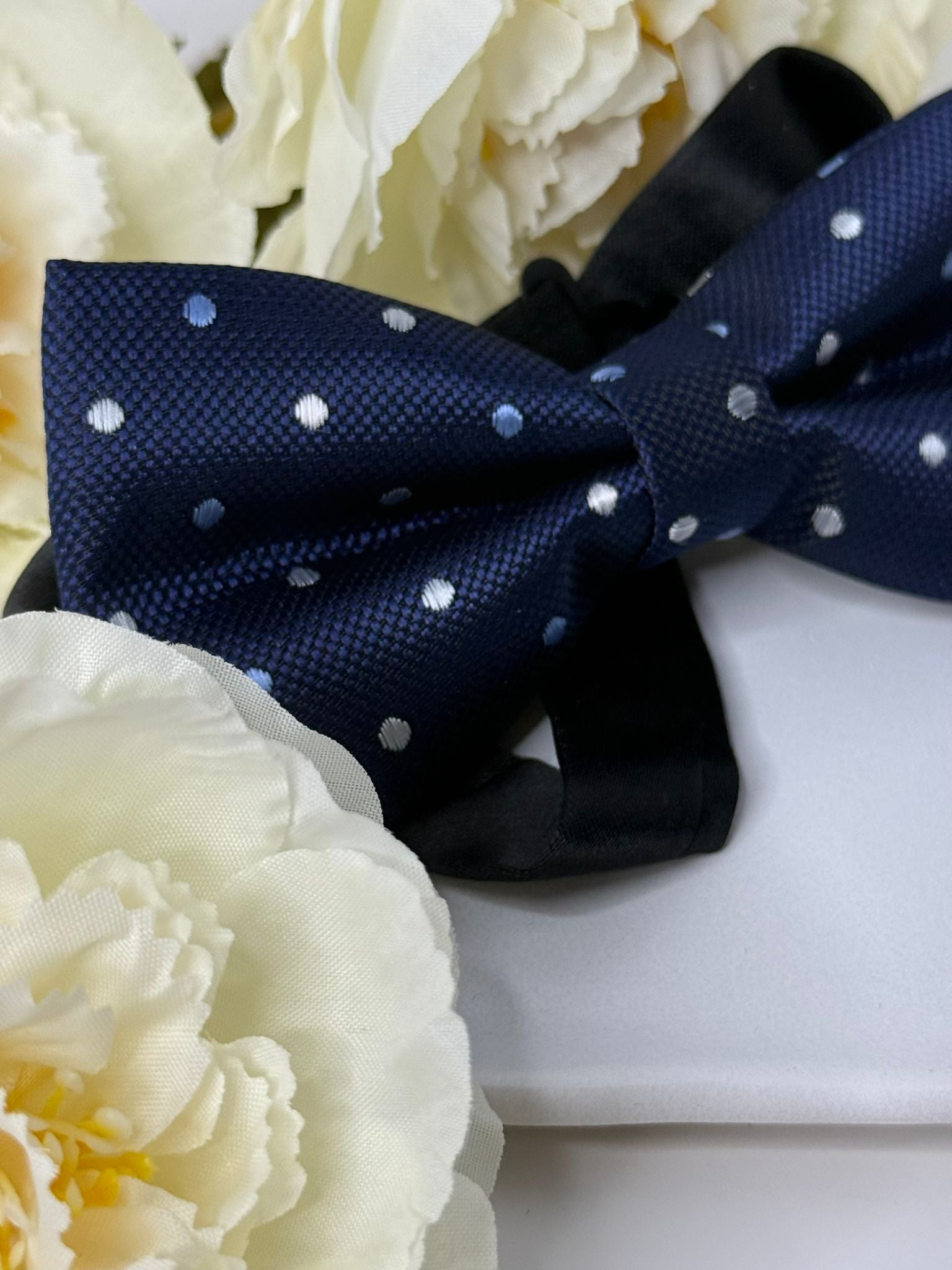Navy Blue Polka Dot Bow Tie