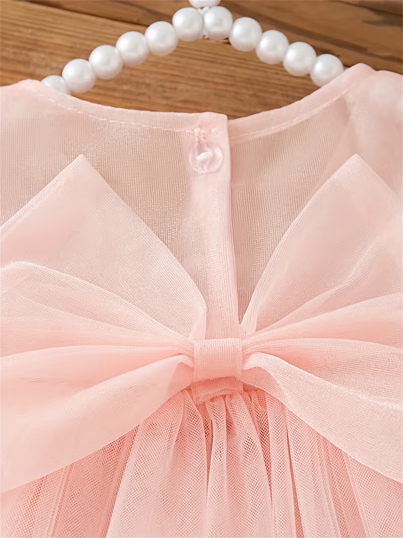 Luxury Pink Princess Dress with 3D Floral Appliqués
