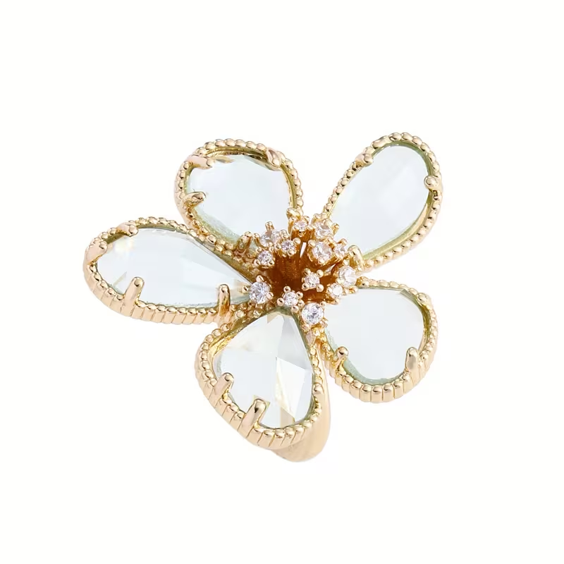 Turquoise Floral Adjustable Statement Ring