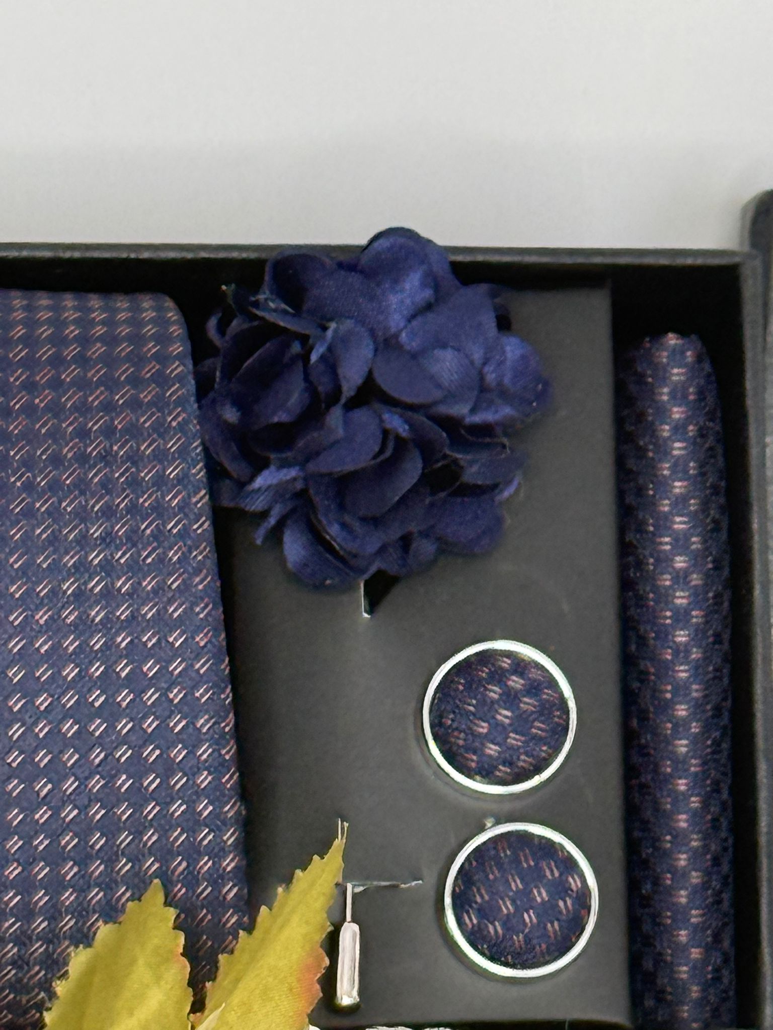 Navy Micro-Dot Luxury Tie Gift Set