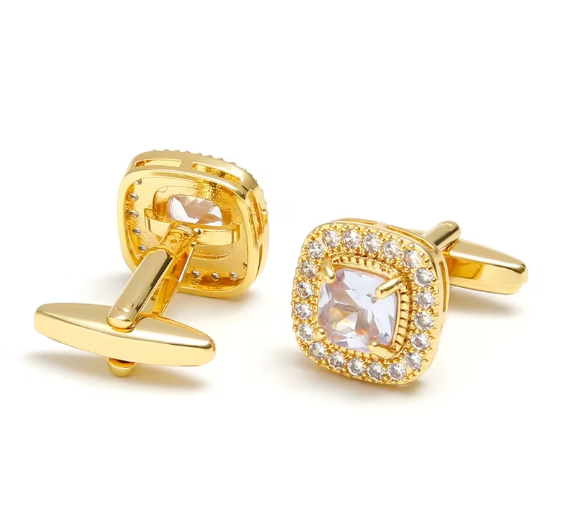 Luxury Golden Square Pavé Cufflinks