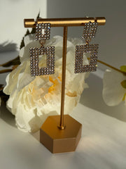Geometric Crystal Square Drop Earrings