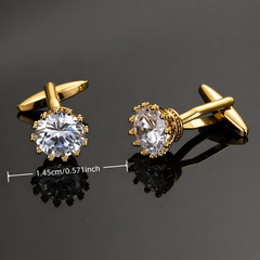 Crystal Cufflinks – Elegant Gold-Tone Formal Statement