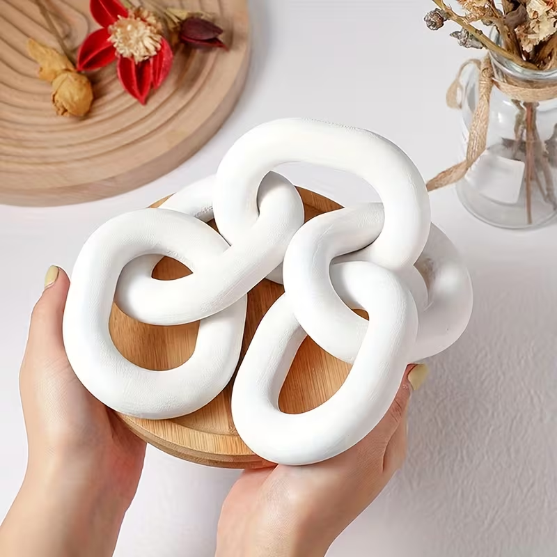 Modern White Decorative Chain Link Sculpture