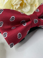 Burgundy Paisley Bow Tie