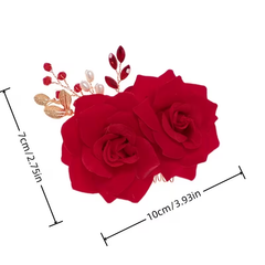 Red Rose Floral Hair Comb