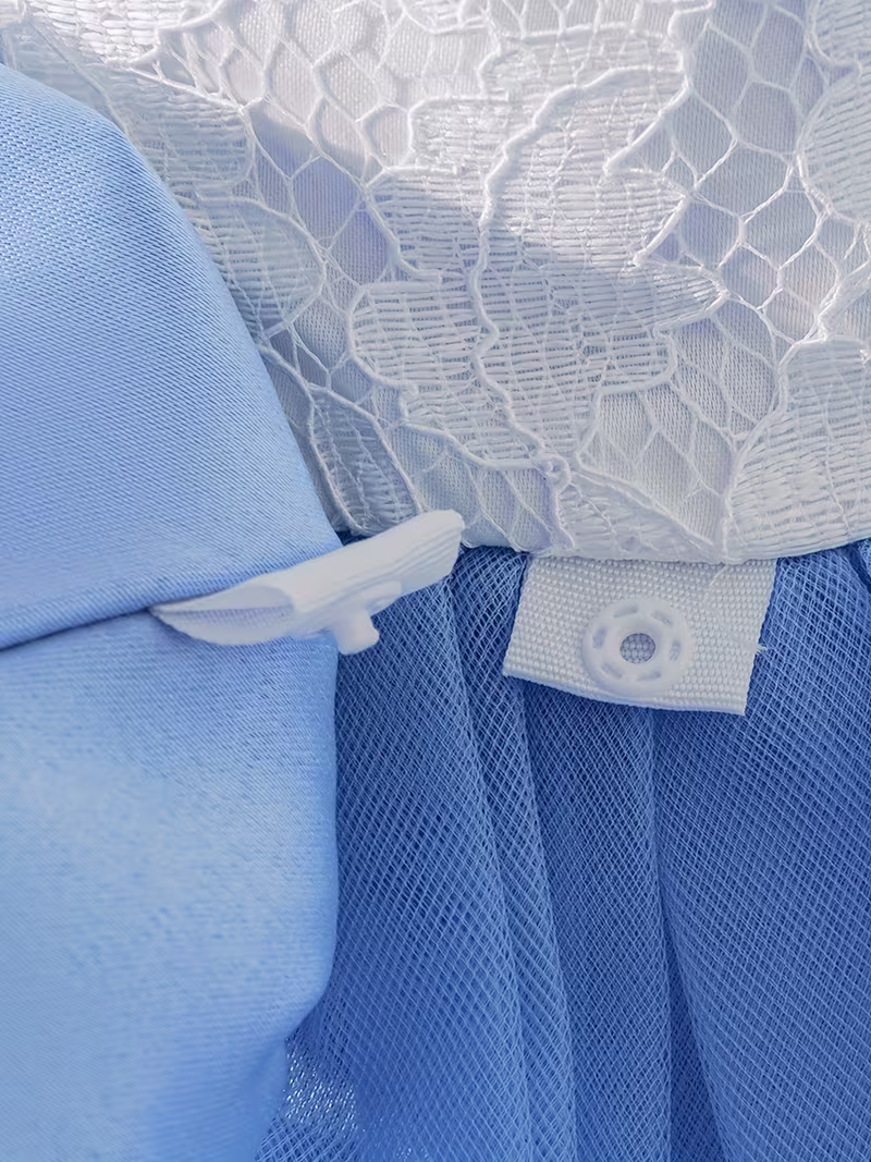 Sky Blue Princess Lace & Tulle Dress for Girls