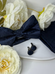 Navy Paisley Bow Tie & Cufflink Set