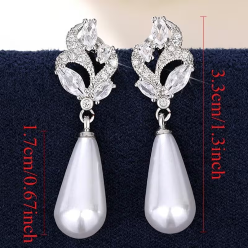 Elegant Pearl Drop Earrings – Crystal Bridal & Formal Jewelry
