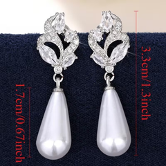 Elegant Pearl Drop Earrings – Crystal Bridal & Formal Jewelry