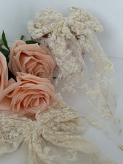 Large 2-Piece Dovetail Lace Bow Set with Floral Accent