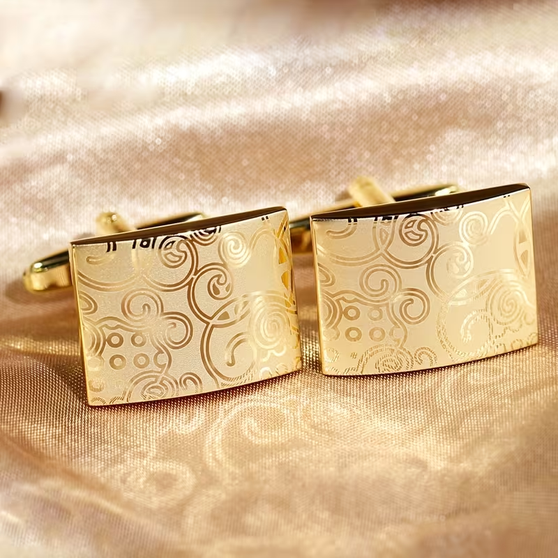 Geometric Pattern Golden Cufflinks