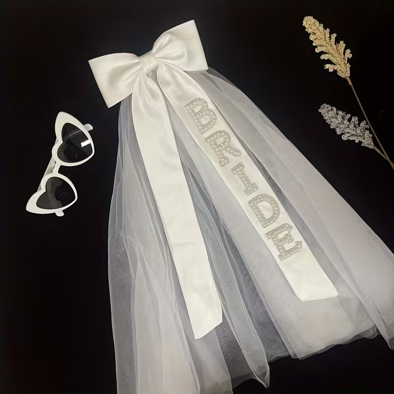 Bride Rhinestone Bow Veil