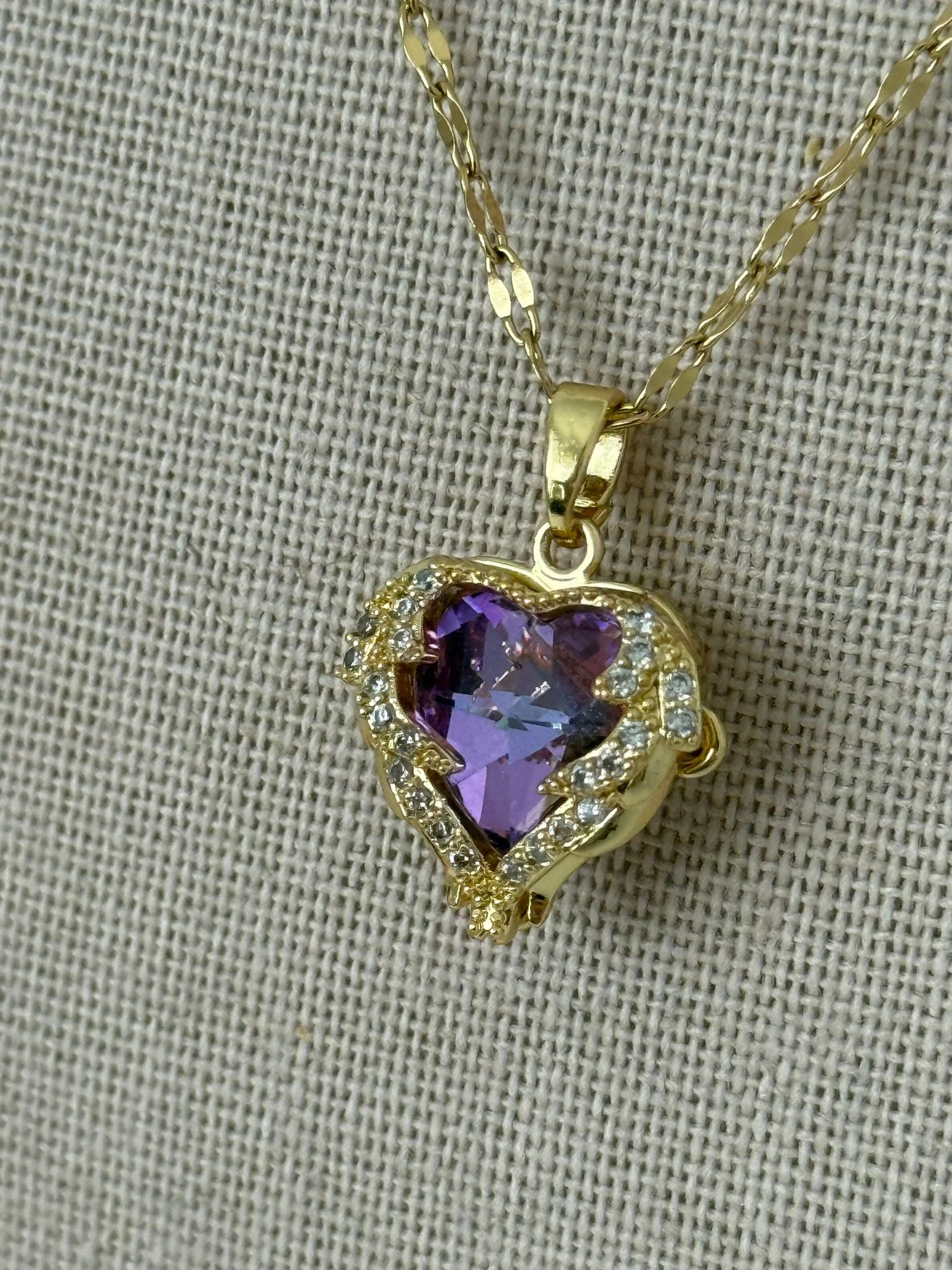 Purple Heart Pendant Necklace