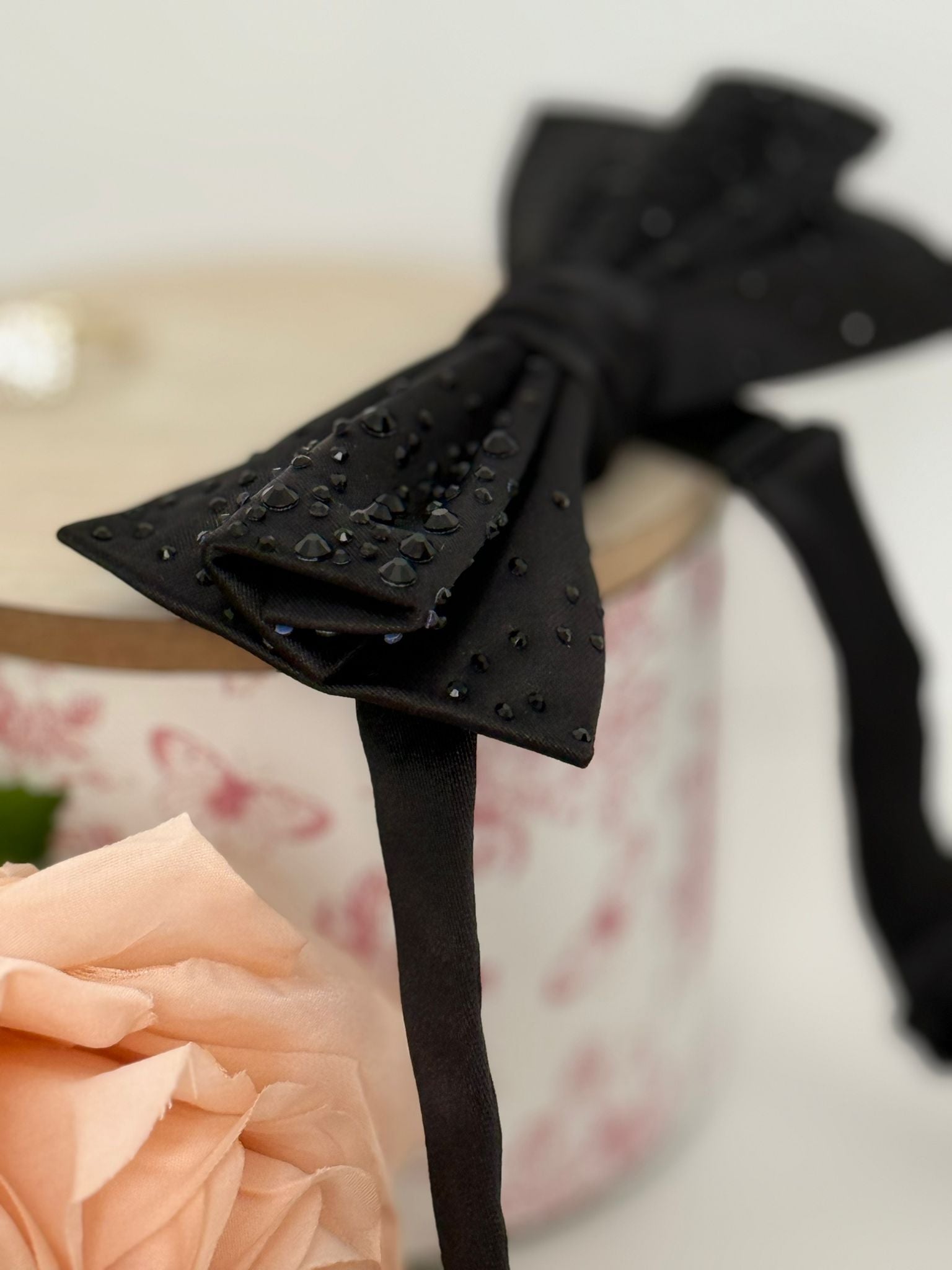 Black Beaded Bow Tie