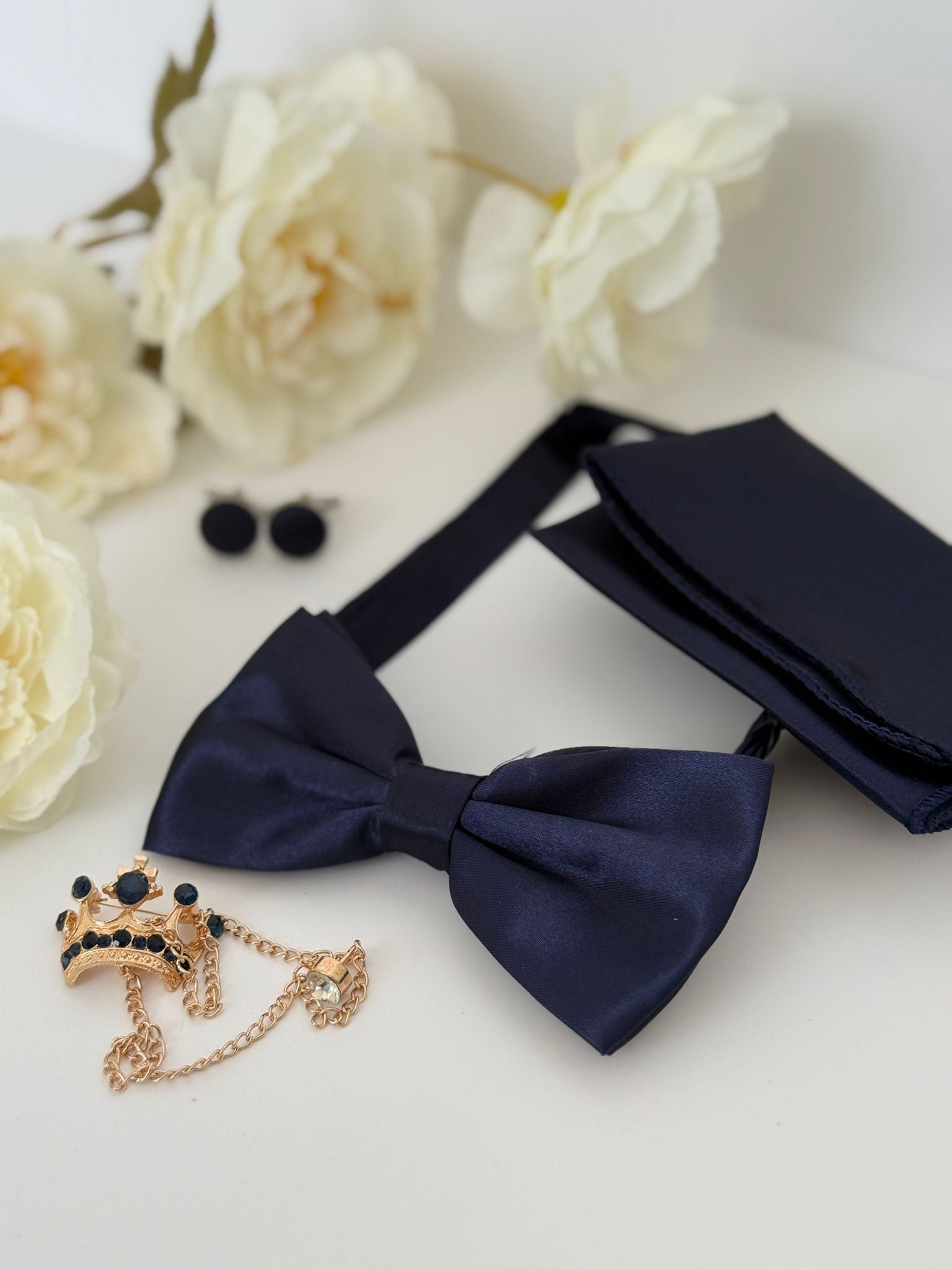 Navy Bow Tie & Accessories Set