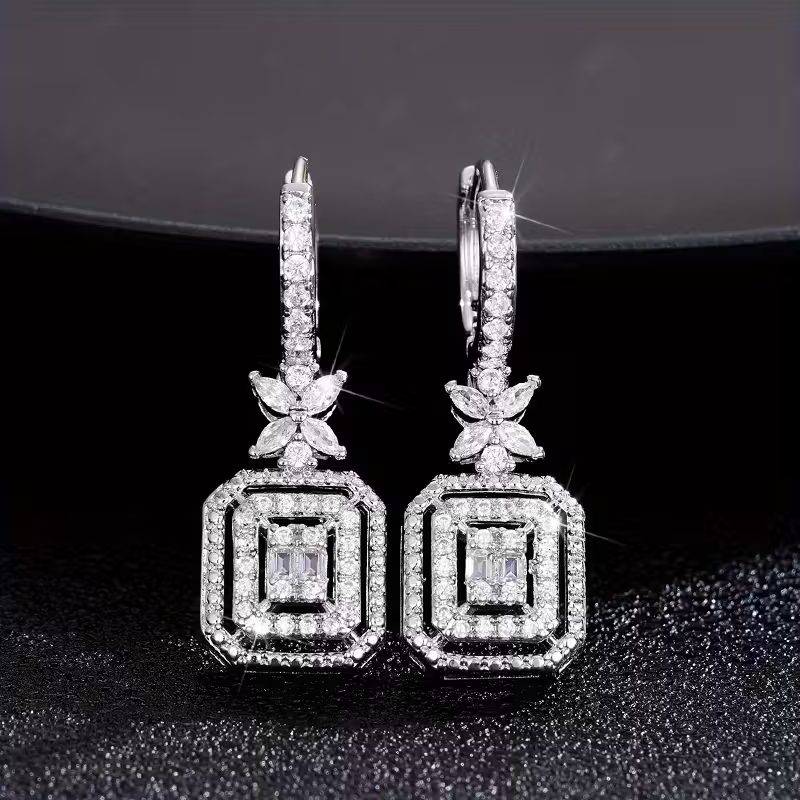 Luxury Geometric Crystal Drop Earrings