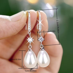 Elegant Pearl Drop Earrings – Classic Crystal & Teardrop Pearl Design