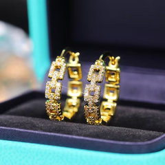 18K Gold Plated Crystal Hoop Earrings