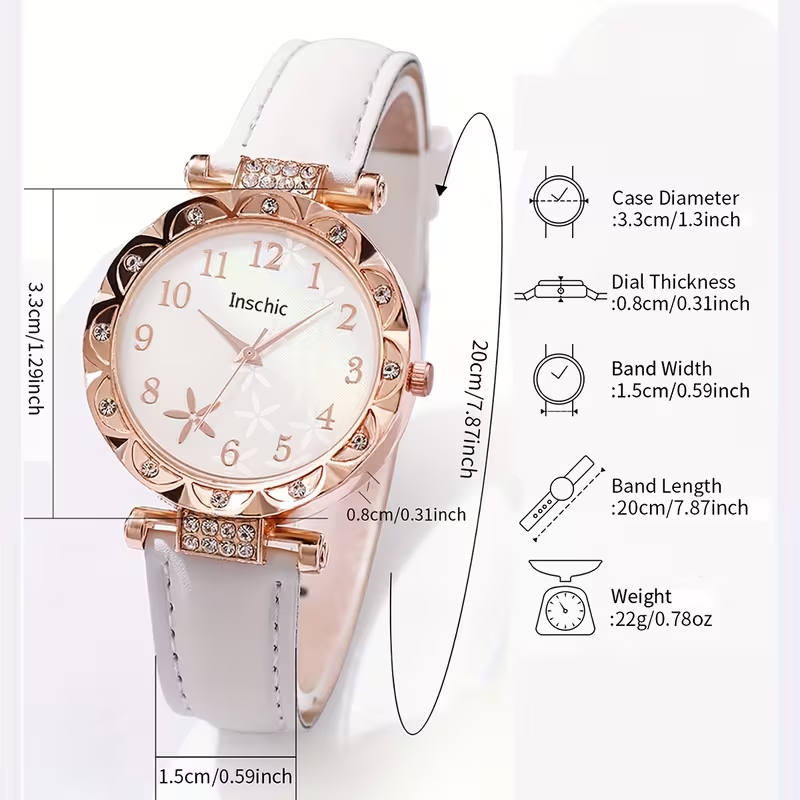 Romantic Heart Watch & Jewelry Gift Set (4-Piece Bundle)