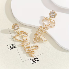 Golden Rhinestone “Bride” Statement Earrings