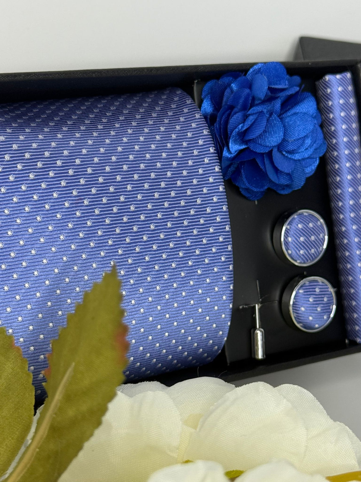 Light Blue Polka Dot Tie Gift Set
