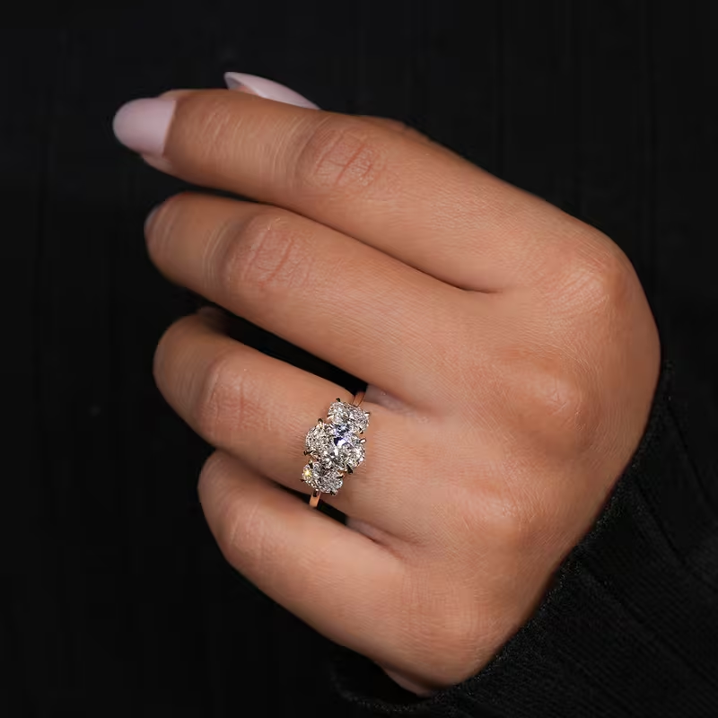 18K Gold Plated Three-Stone Statement Ring