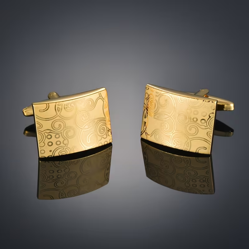 Geometric Pattern Golden Cufflinks