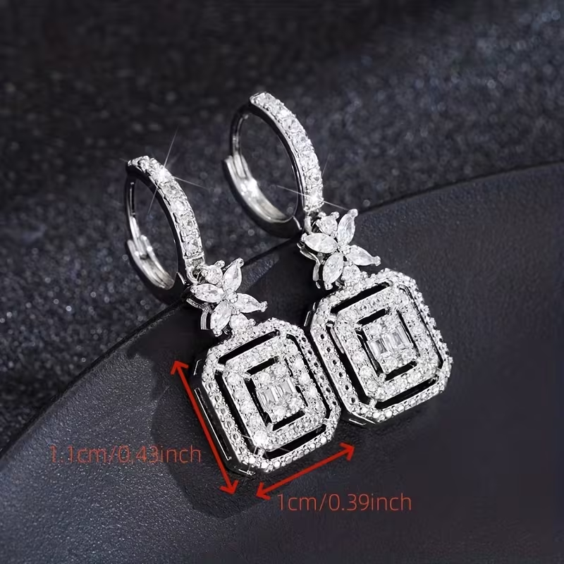 Luxury Geometric Crystal Drop Earrings