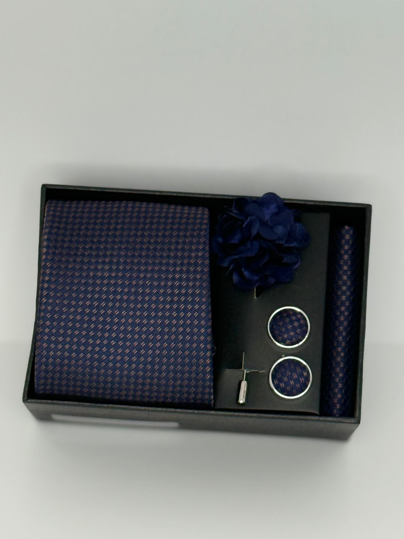 Navy Micro-Dot Luxury Tie Gift Set