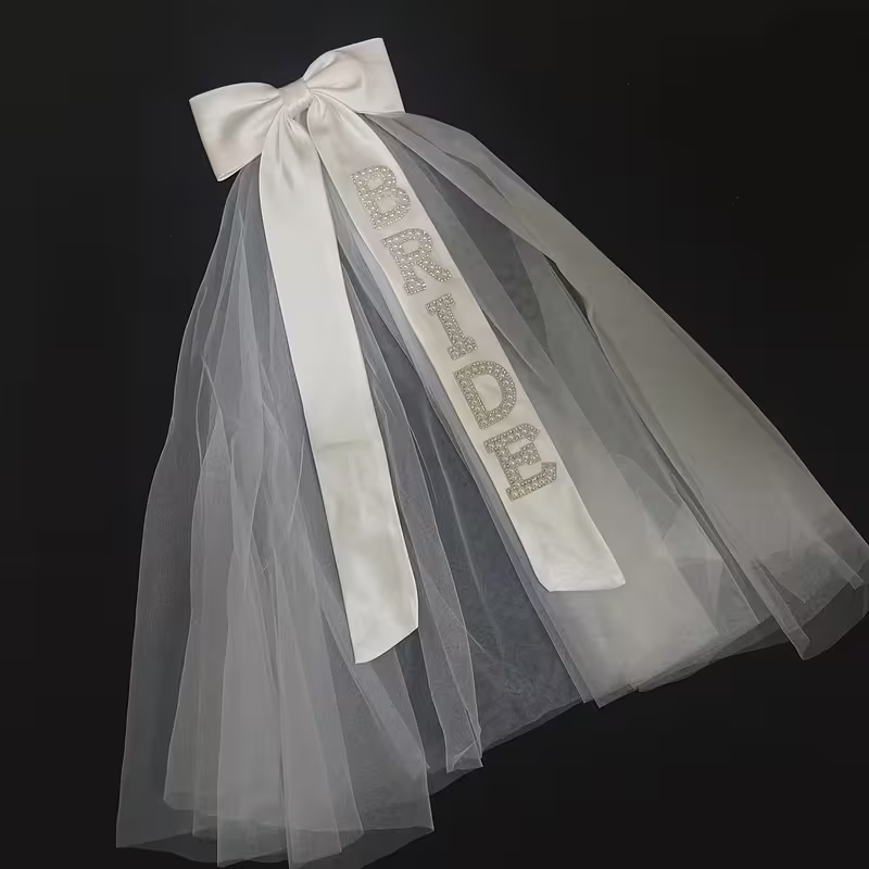 Bride Rhinestone Bow Veil