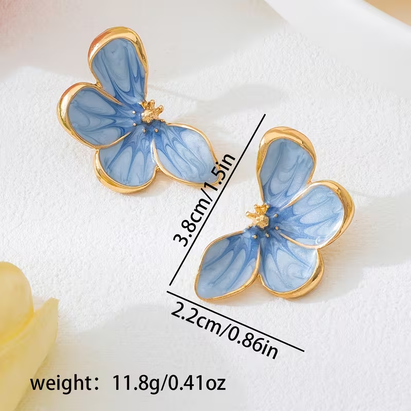 Light Blue Floral Earrings – Soft & Elegant Statement