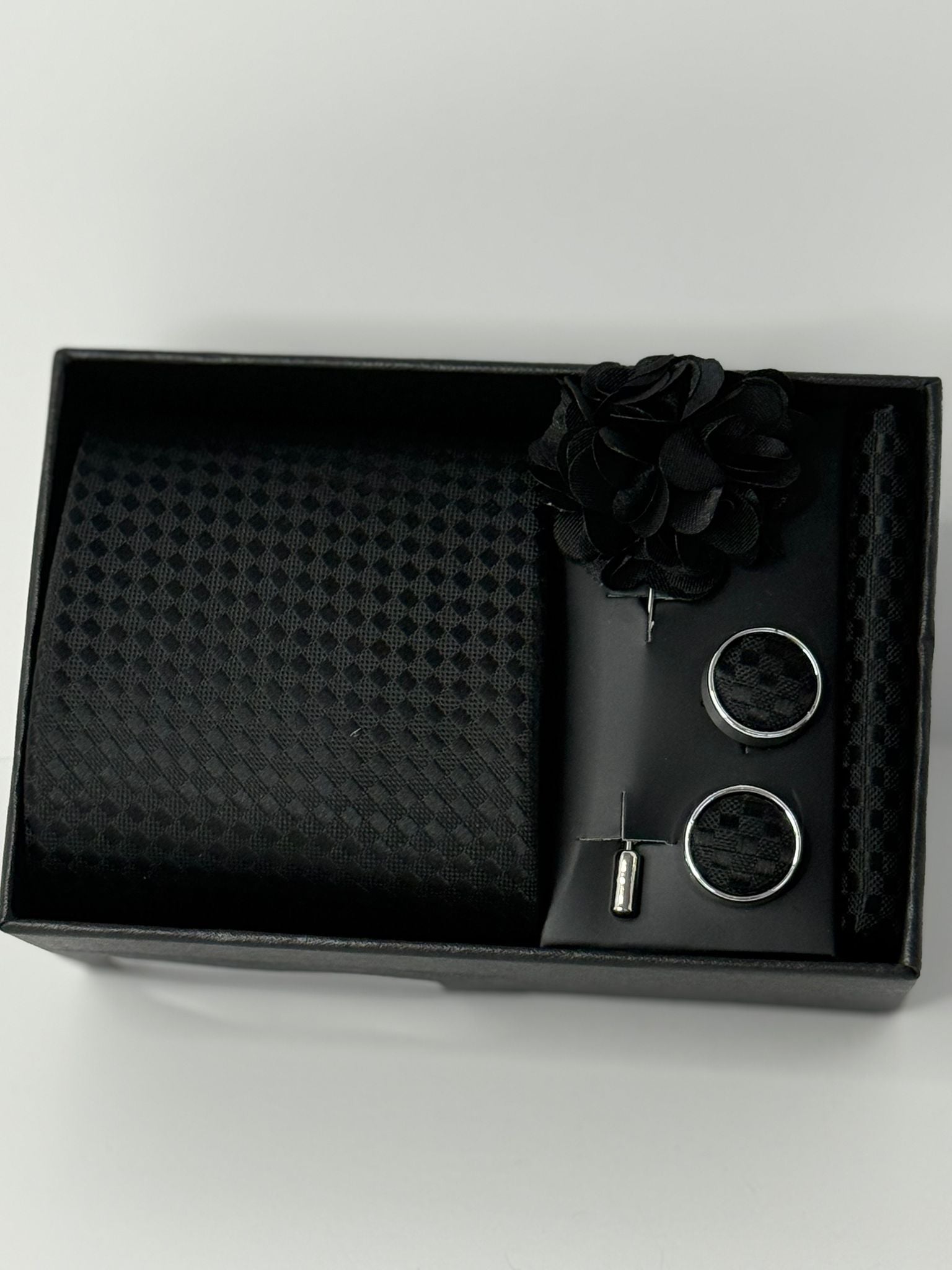 Black Checkered Luxury Tie Gift Set